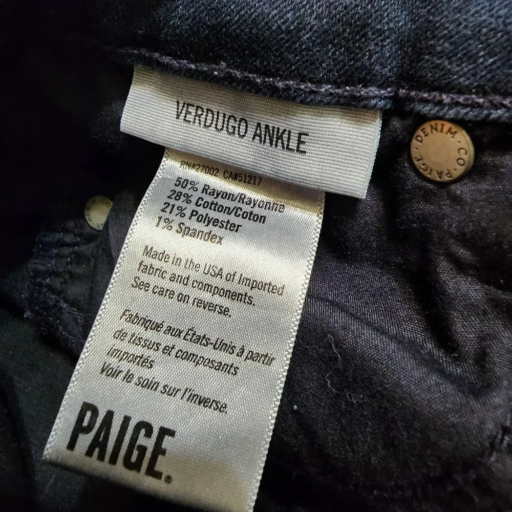 Paige Verdugo Ankle Dark Wash Blue Jeans (26) - Picture 7 of 8